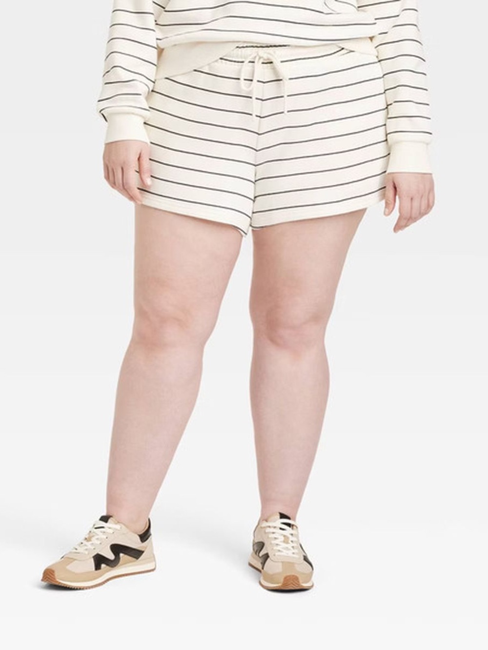 Universal Thread Cream Striped Drawstring Athletic Shorts